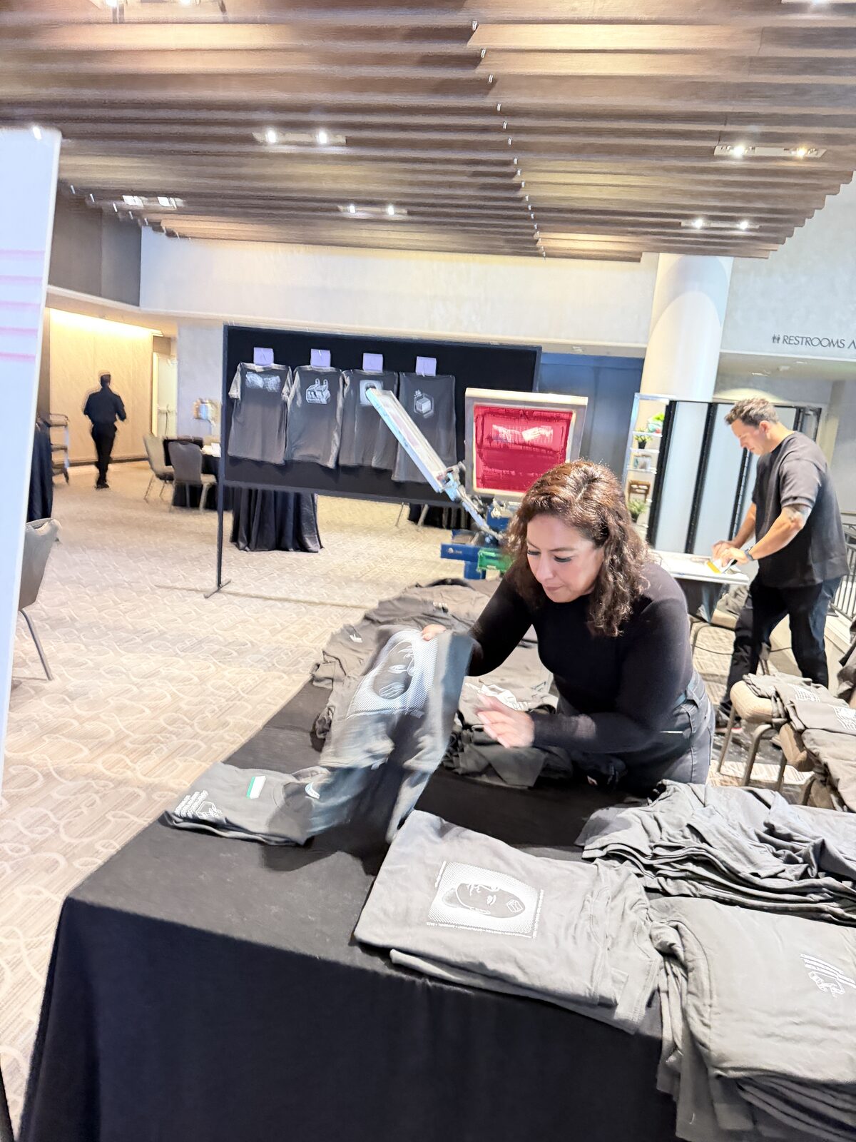 Merch Troop live printing — custom merch, made on site